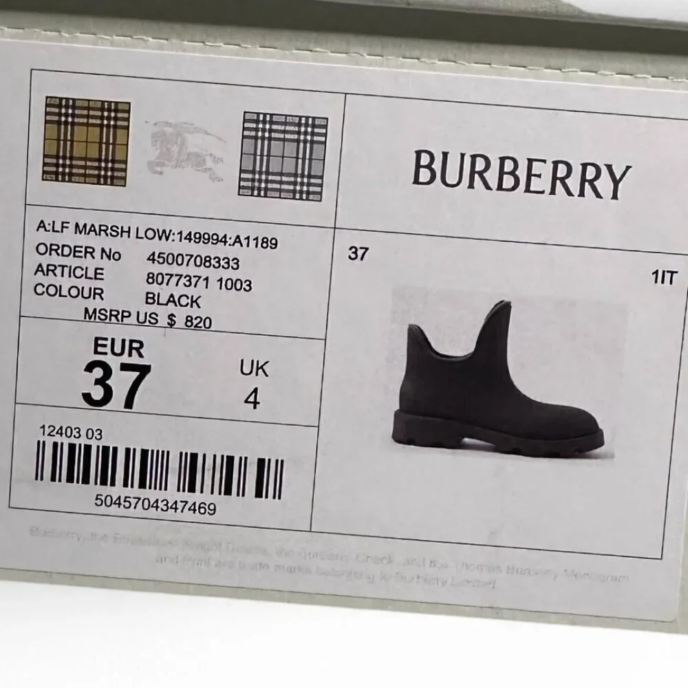 Burberry Women's Ray Rubber Ankle Boots sz 37 EU. NEW IN BOX